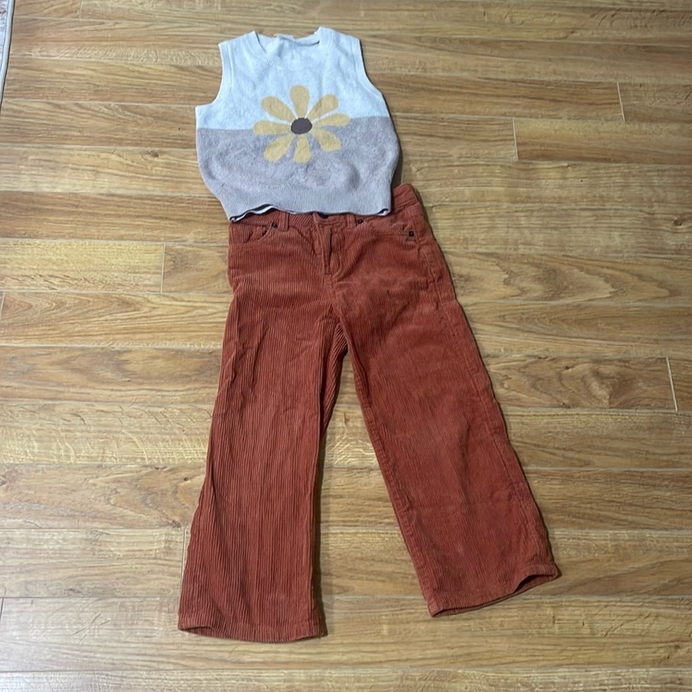 Girls Abercrombie sweater and corduroy pants outfit